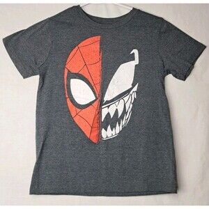 Marvel Boy's M (8) Spider-Man Venom Split Face T Shirt Gray